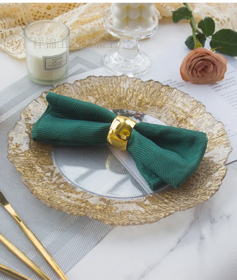 XiangJin 330mm Gold Fancy Rim Glass plastic Charger Plates Wedding Wholesale Western Steak Pad Table Chargers Plates Wedding