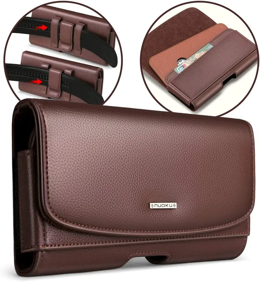 Horizontal Magnetic Flip Horizontal PU Leather Belt Holster For iPhone 14 13 12 Pro Cell Phone Pouch HTC Desire 826
