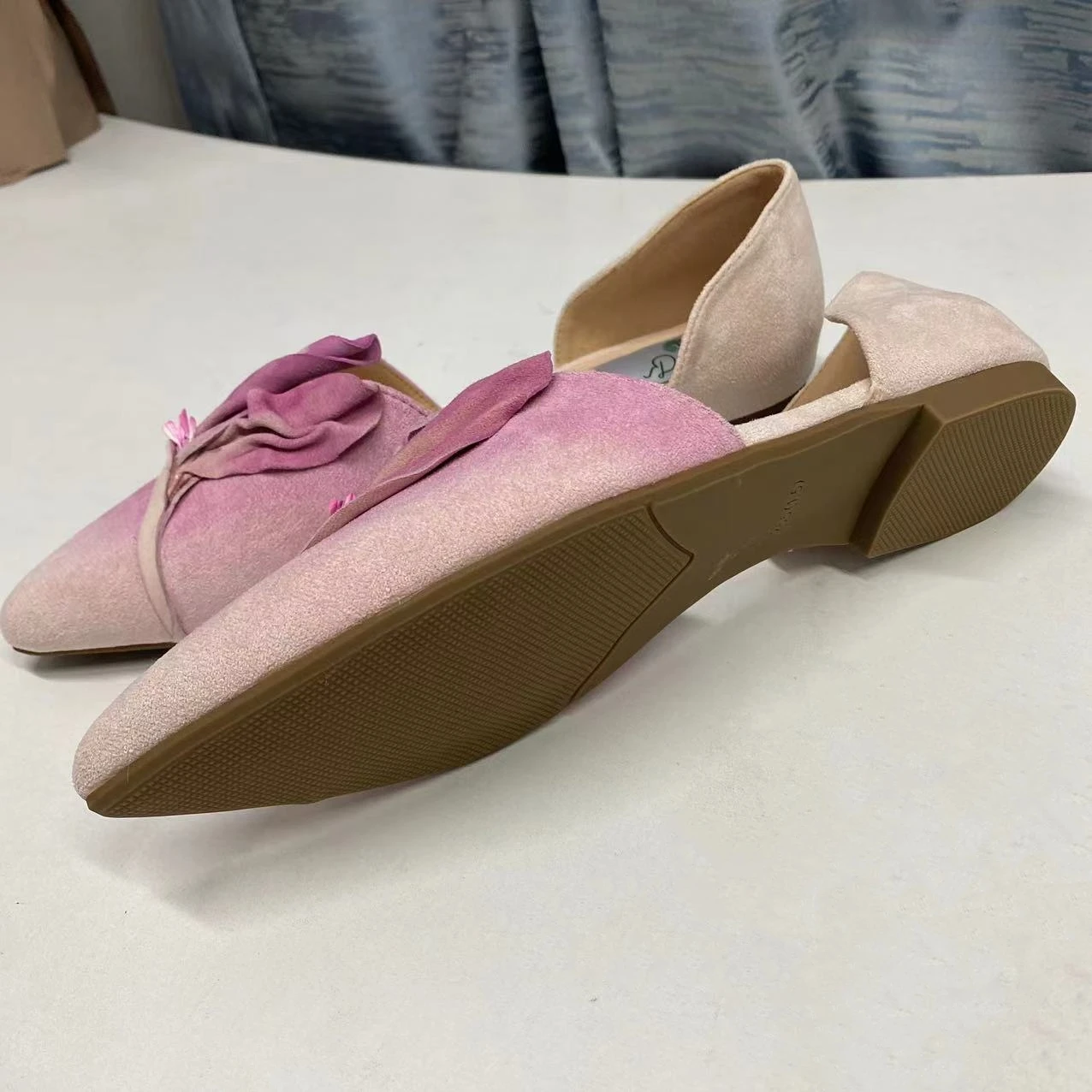 Genuine Suede leather Ladies floral boat Ladle Shoes Soft flower lambskin ballet flats women Mocassin Shoe wholesale Factory
