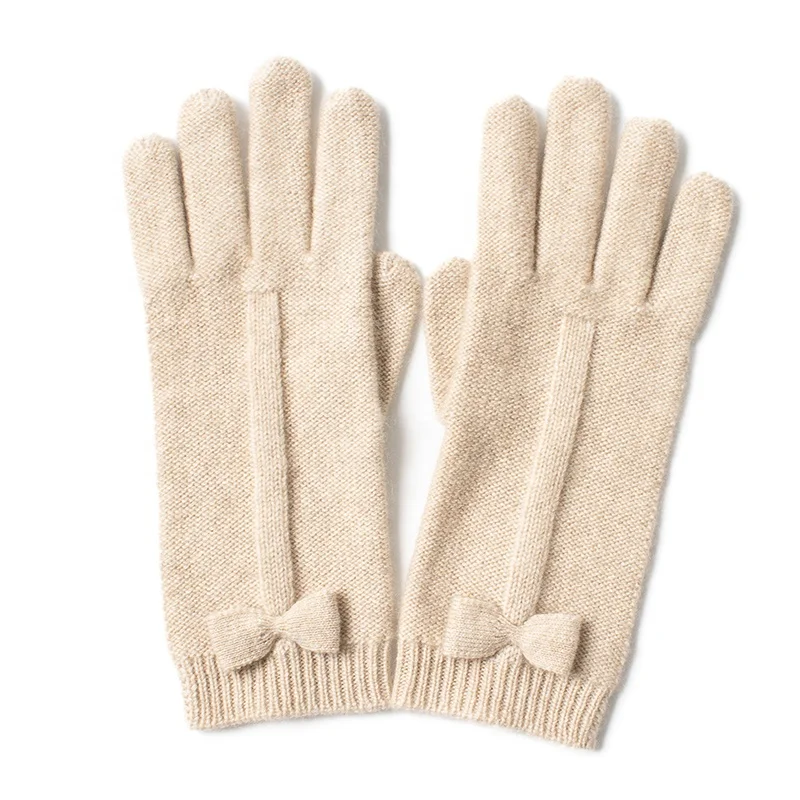 2021 popular ladies and girls hot picks top quality cashmere knitted gloves with fancy knots