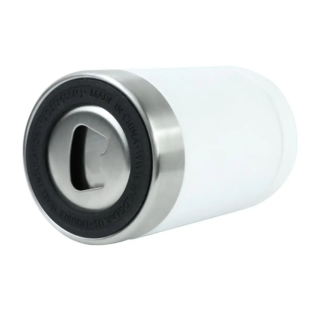 Wholesale Custom Logo Metal Vacuum Insulated Double Walled Stainless Steel Beer Cans Cooler Holder With Opener