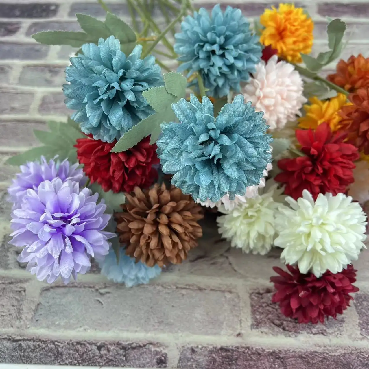 Simulated flower 3-head chrysanthemum onion balls bouquet chamomile living room hotel restaurant decorations