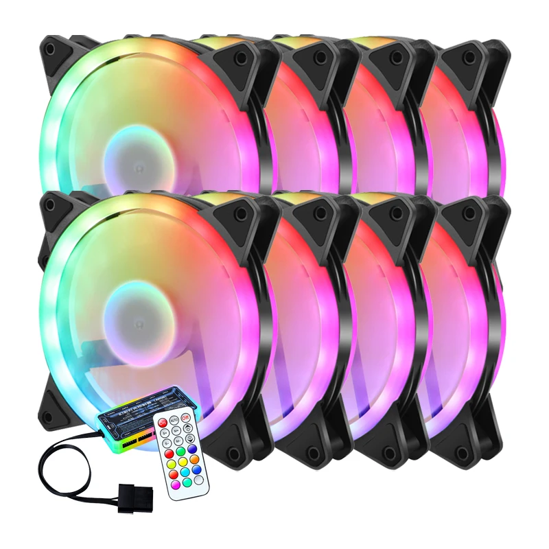 Двойной светодиодный потолочный вентилятор Ventilador ярким светом 120 мм охладителя шкафа RGB вентиляторы ПК корпус для игрового охлаждающий вентилятор постоянного тока