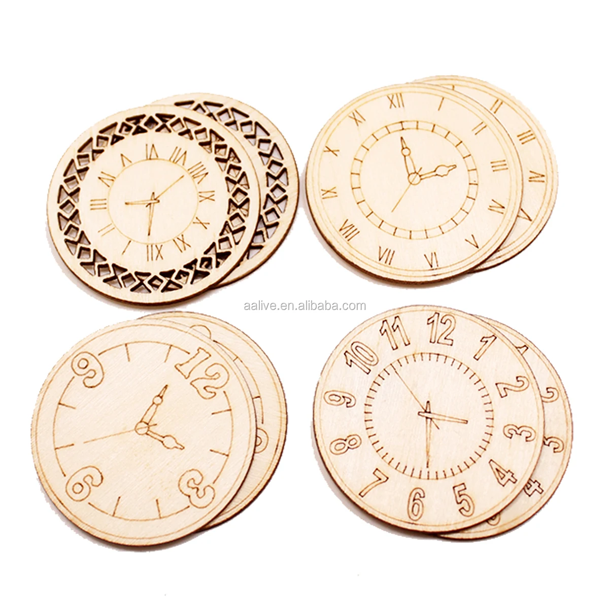 
Creative clock pattern diy craft natural wood chips new inventions in china 
