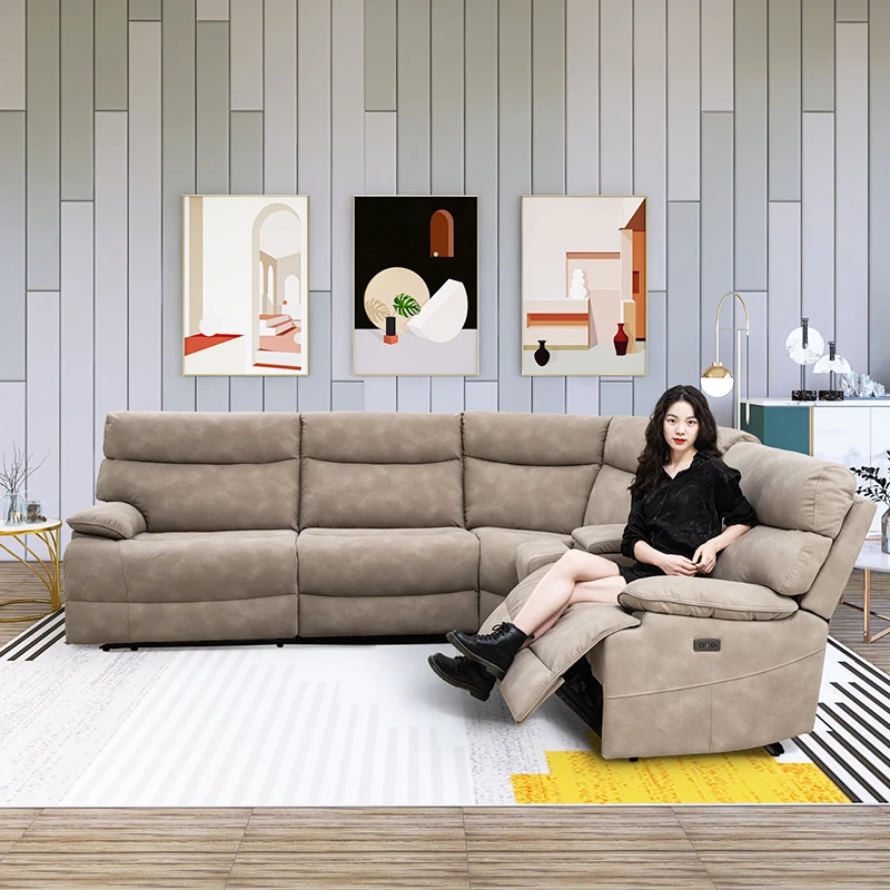 MANWAH CHEERS Living Room sofa Furniture 7 Seat Couch L Shape Recliner Fabric Sectional Sofas