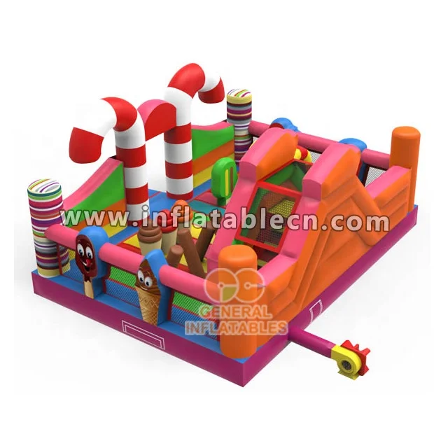 funny children party game inflatable candy funland with inflatable bounce house,jumping castle and slide