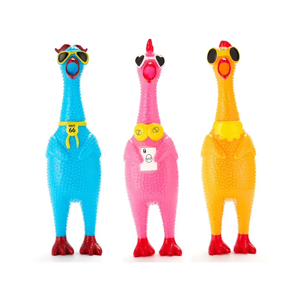 Custom Screaming Chicken TPR Bite Resistant Chew Squeaky Pet Rubber Chicken Dog Toy