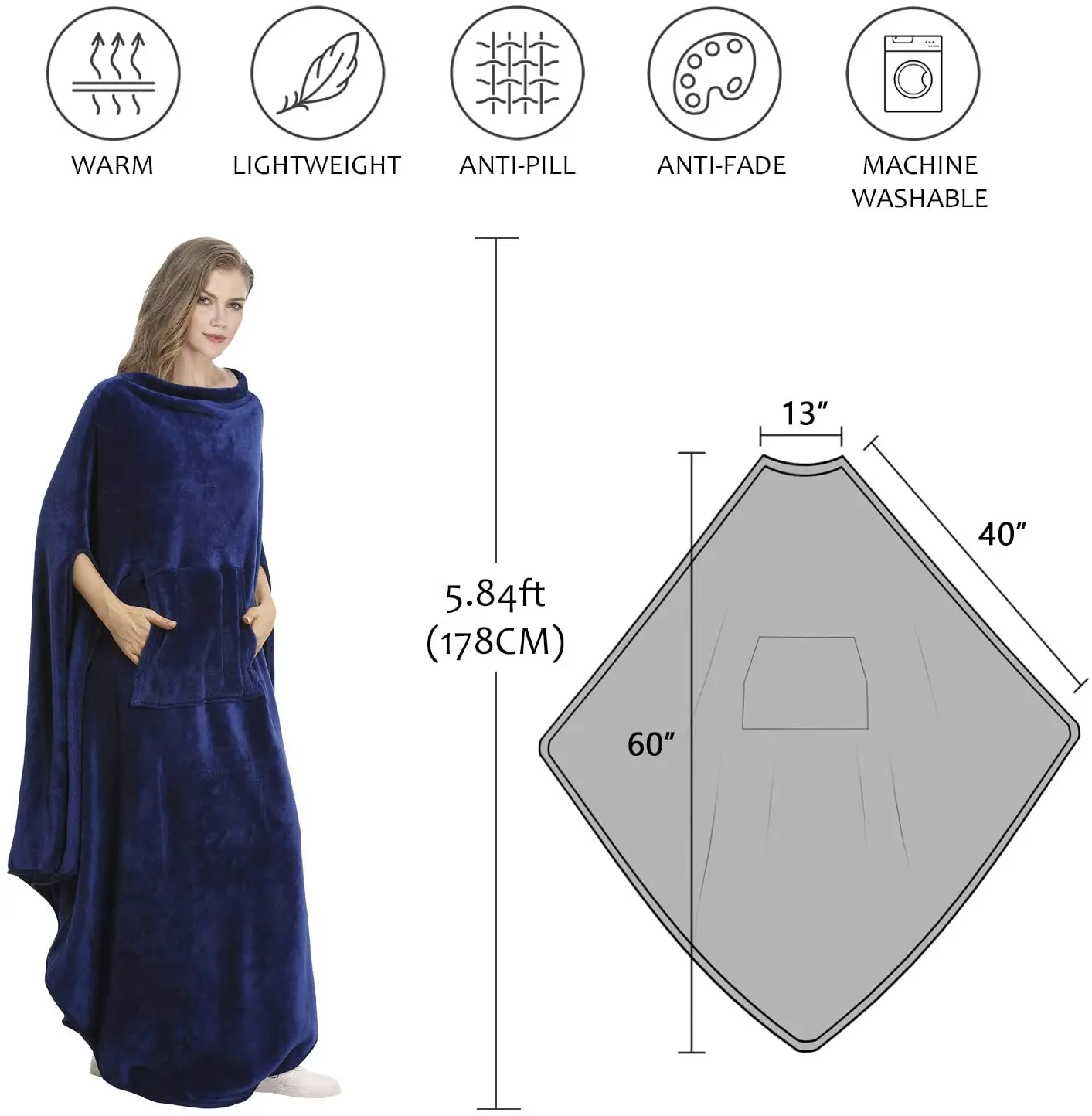 Hot Selling tv blanket flannel fleece wearable blanket with sleeve for winter