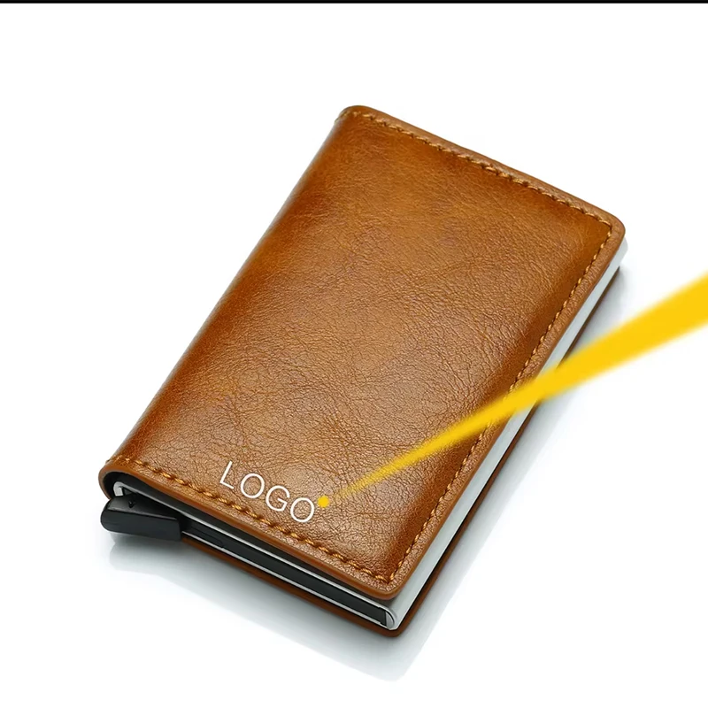 Pu Leather Money Clip Smart Wallet Automatic Pop-Up Card Holder Western Real Leather Womens Leather Purse