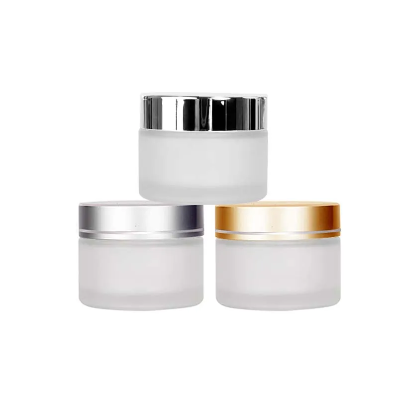 Wholesale 30Ml Frosted Cosmetic Glass Jar With Aluminum Lid For Cream