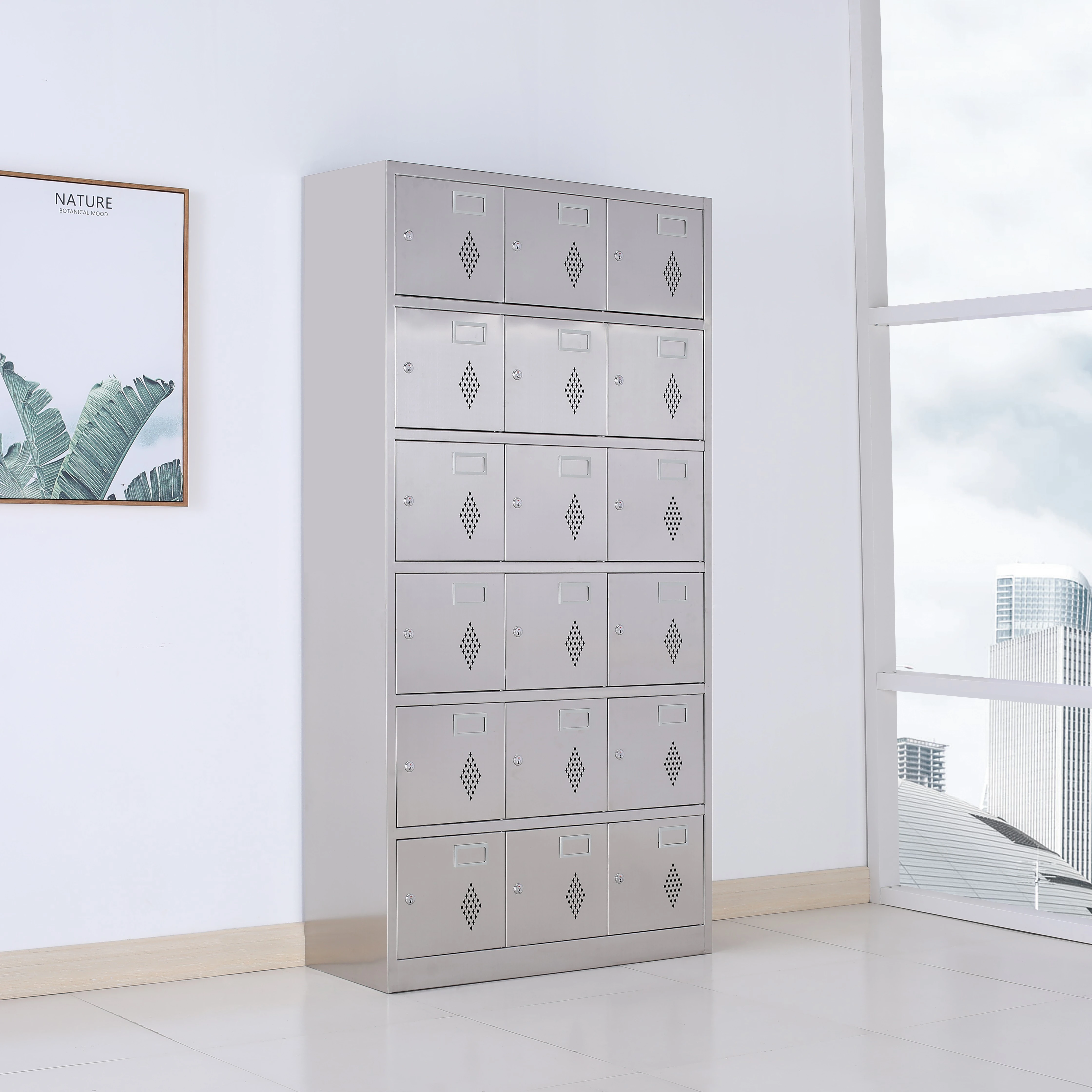 18 doors staff locker stainless steel waterproof Shoe cabinet multi-function storage Enterprise