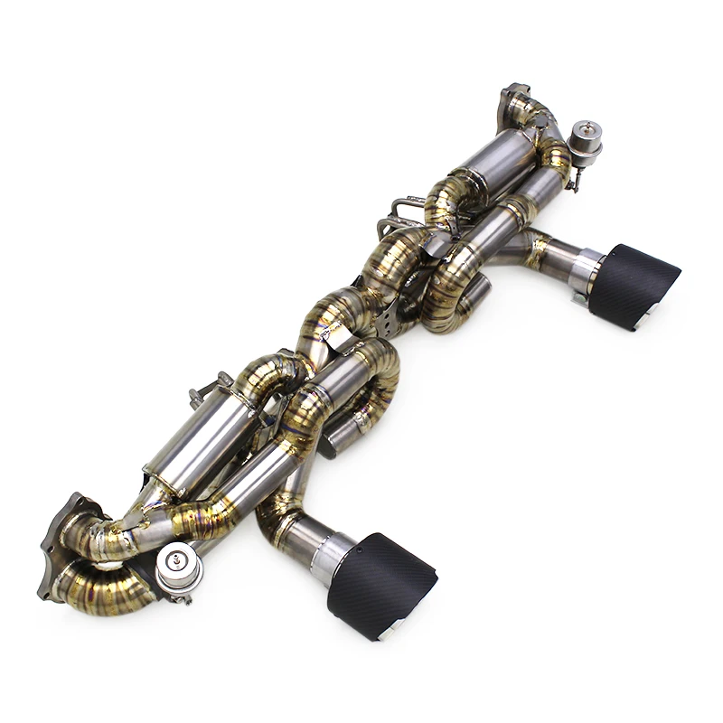 OEM Titanium Valve Exhaust Muffler Pipe For Porsche 718 Cayman GT4 4.0L 2020-2022 Racing Exhaust Catback With Carbon Fiber Tips
