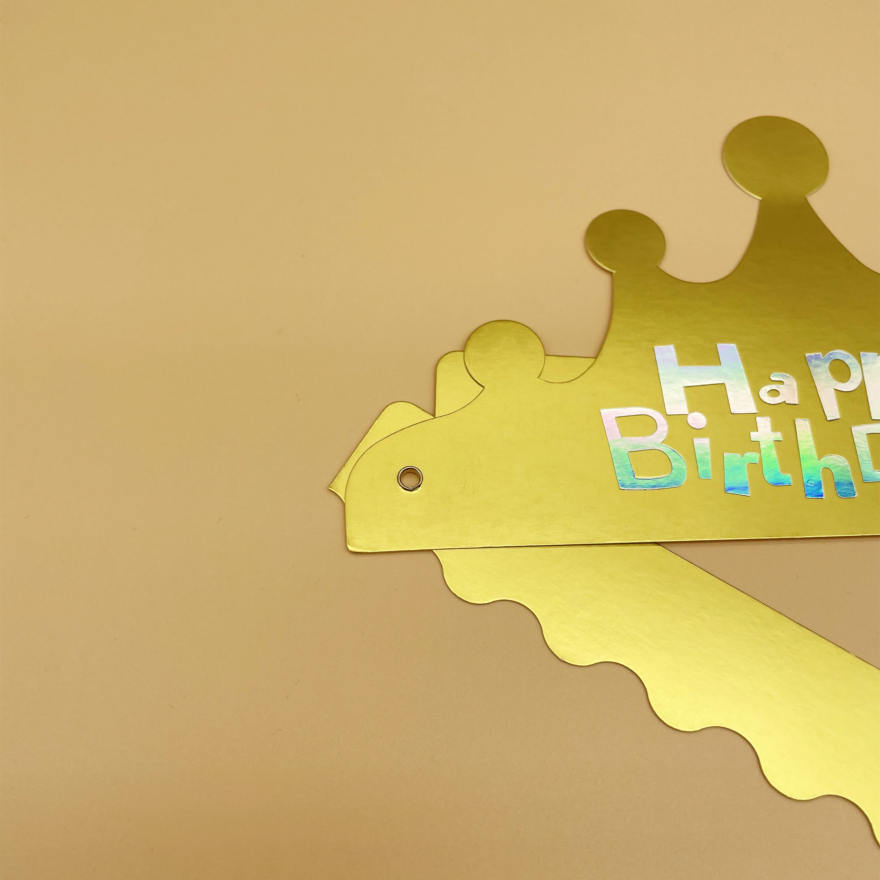 Children Party Happy Birthday Paper Decorative Red and Gold Crown party Hat