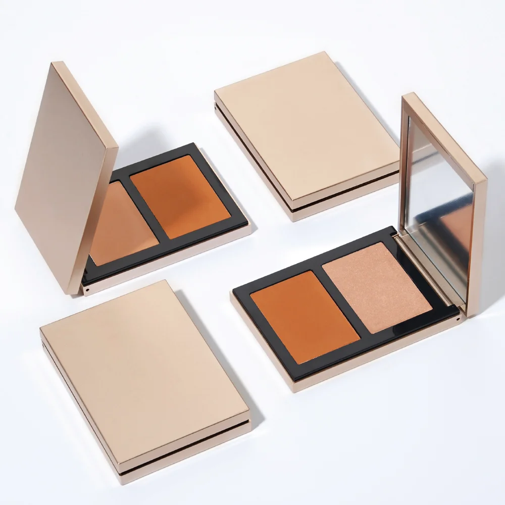 private label face pressed contour blush highlighter and bronzer and blush palette powder make up