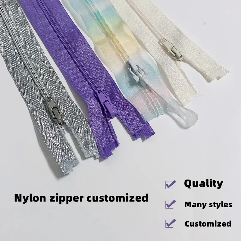 Fashion Eco-Friendly Nylon Zipper Open End Zip Colorful Teeth Long Chain Nylon Zipper