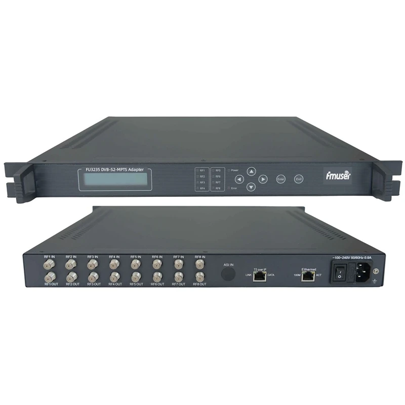  FU3235 8*DVB-S/S2 to IP IRD SPTS Gateway Satellite Receiver(8 RF In 64 SPTS/IP/UDP/Multicast/Gigabit
