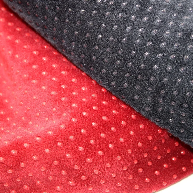 
anti skid resistance process plastic dripping polka dots super soft polyester velour fabric from China factory 
