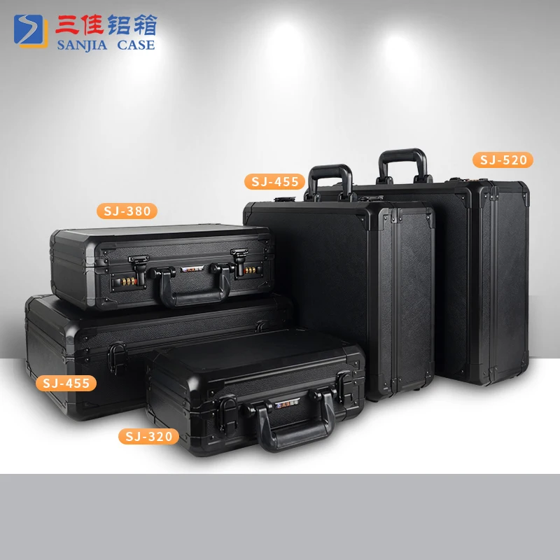 Black Embossing Aluminum Portable Secure Lock Case