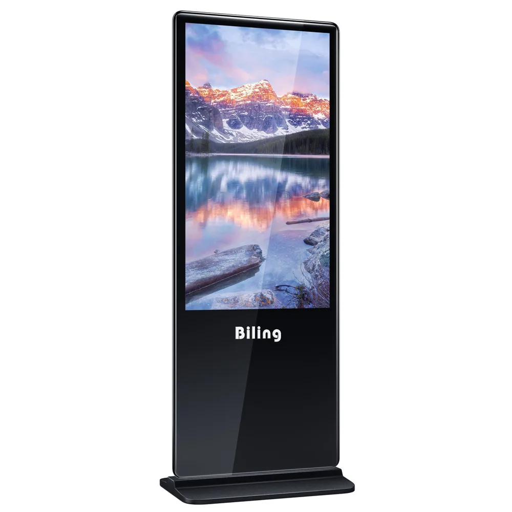50 inch round edges double side anti glare glass silver base led commercial advertising display screen advertisingleddisplayp