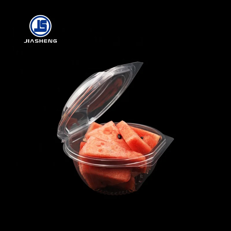 Fruit Salad Bowl Disposable Plastic Round Bowl Take Away Food Container Transparent with Lid Clear Take Away Plastic PET Square