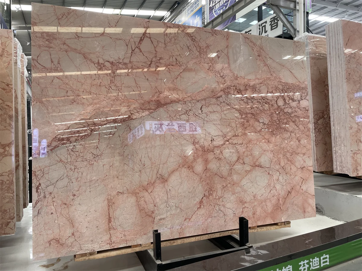 Bathroom/Home/Kitchen Cream Rose Pink Marble Slab Rose Veins for Elegant Interiors