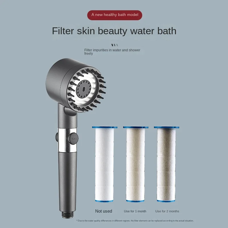 Multifunctional High Pressure Shower Nozzle 3 Modes Bathing Filter Shower Head High Pressure Bathroom