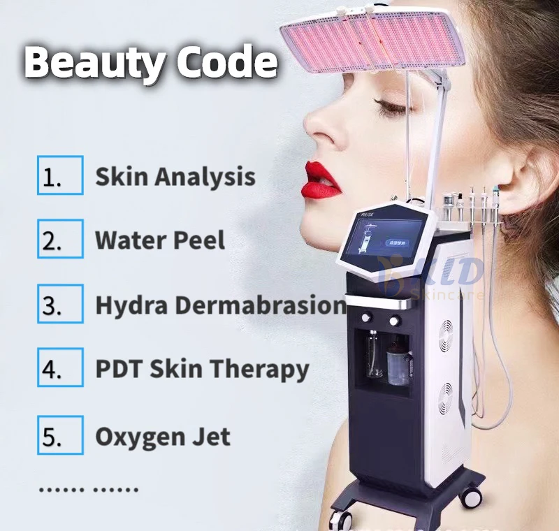 Чистый кислород водной струйной машинки для отшелушивания лица 7 видов цветов СИД ПДТ акне лечение отбеливания кожы spa Оборудование