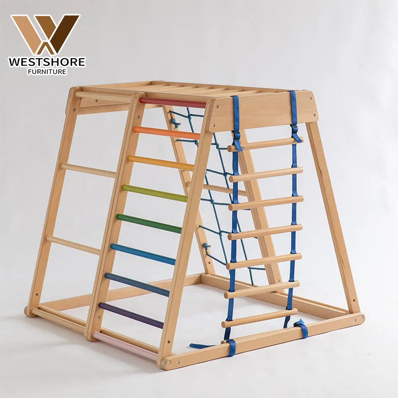 Монтессори детский подъемник деревянная рама с веревкой лестница для детей пиклеры гимнастическими кольцами набор горки игровая площадка
