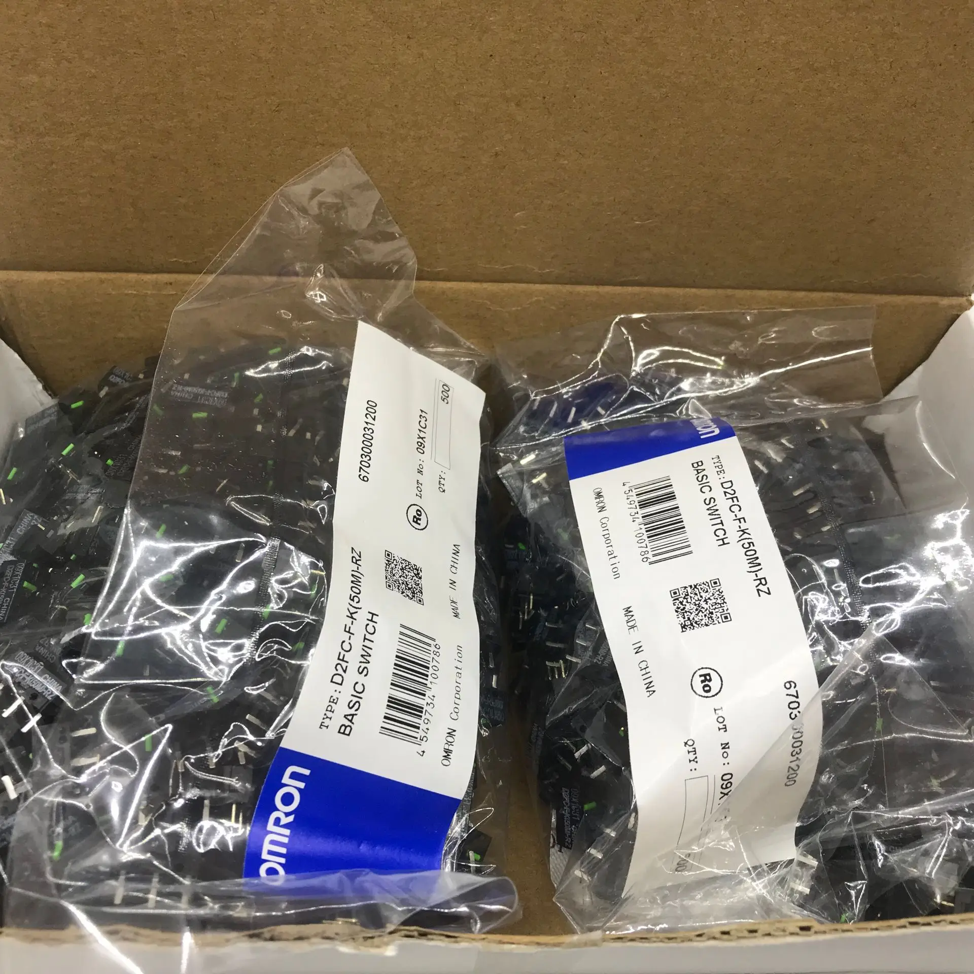 New Original mouse micro switch D2FC-F-K(50M) D2FC-F-K(50M)-RZ Green Dot 50 Millions click lifetime 3Pin Mouse switch button
