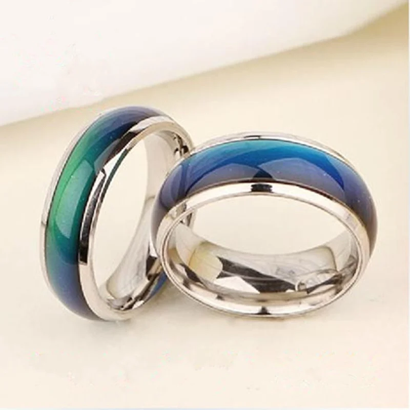 High Quality Water Proof  stainless steel Temperature Mood Ring For Men And Women, Magnetic Rainbow Ring For Gifts