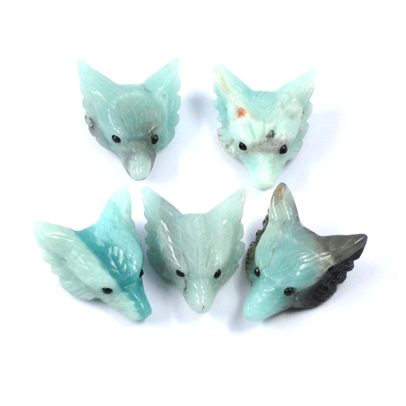 Wholesale 1.5 inch Crystal Carved Gemstone Wolf Crystal Carving Wolf Head Pendant for Sale