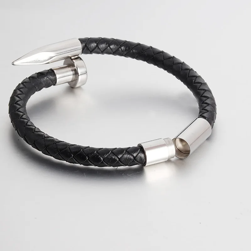 2022 New Stainless Steel Bracelet Fashion Jewelry Cuff Leather Bangle Nail Bracelet Gold