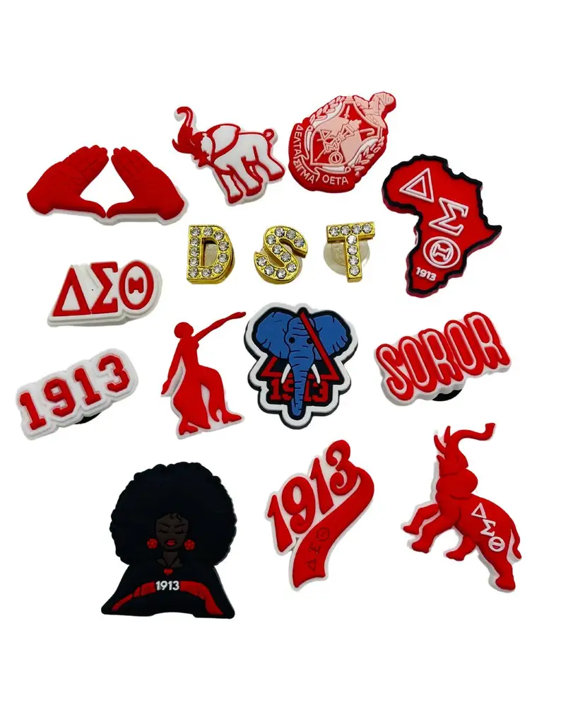 10 шт. смешанные греческие зажимы для обуви в виде слона дельты 9 HBCU Diva Red Elephant 1913 DST комплект из ПВХ