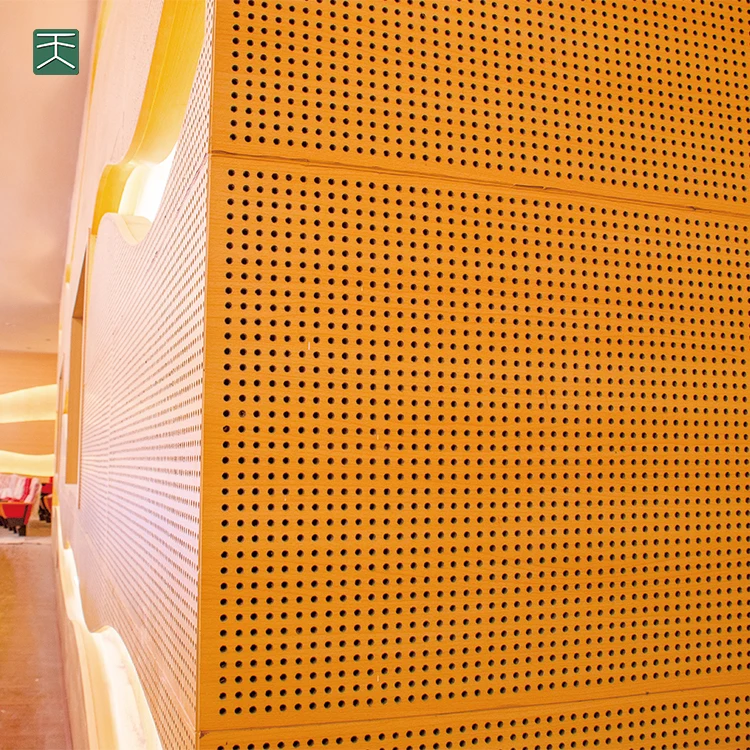 Building Project/TianGe Auditorium Hall 4x8 soundproof walls and ceilings Flame Retardant Sound Perforated Acoustic Wooden Panel