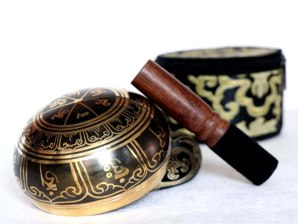 Brass Buddha Eyes Yoga Meditation Singing Bowl Custom Sound Therapy Healing with Box Cushion Striker Metal Model Souvenir