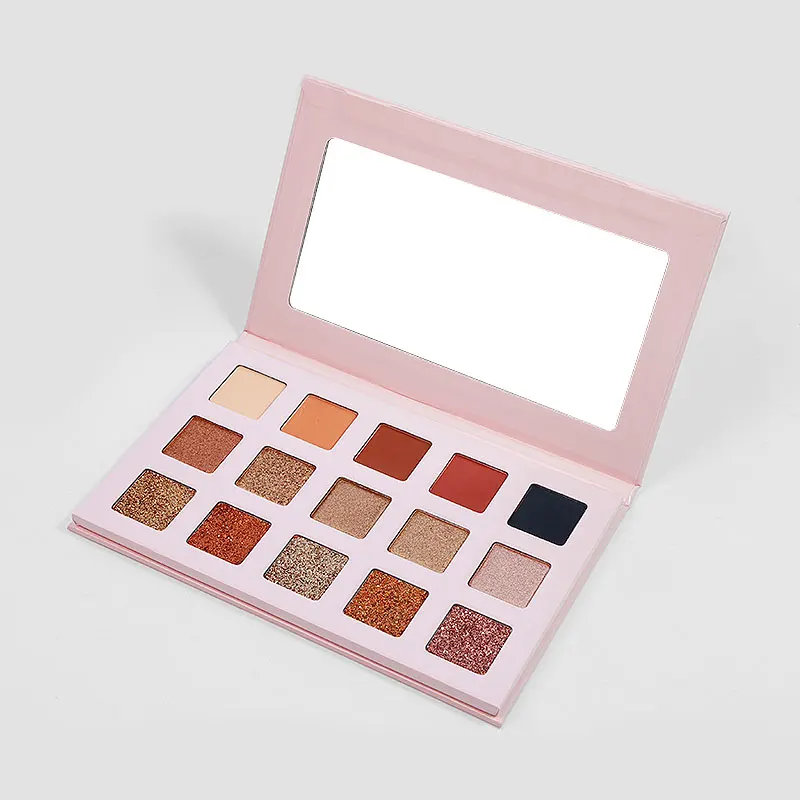 Manufacturer 15 Colors Pink Shimmer Matte Glitter Eye Shadow Palette No Logo Shiny Organic High Pigment Private Label