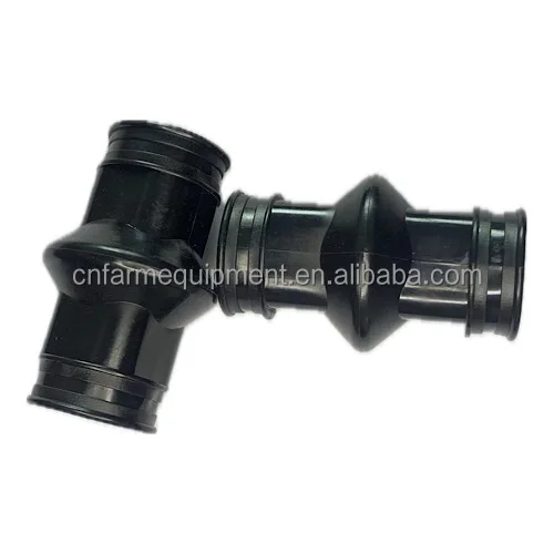 PVC water pipe joint black rubber connector joint with pipe clamp used in poultry farm automatic drinking line equipment