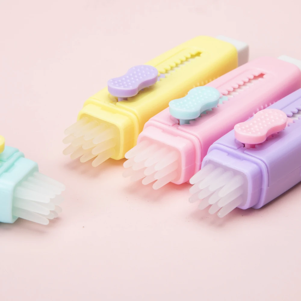 useful school kawaii colorful eraser small rubber with brush for students