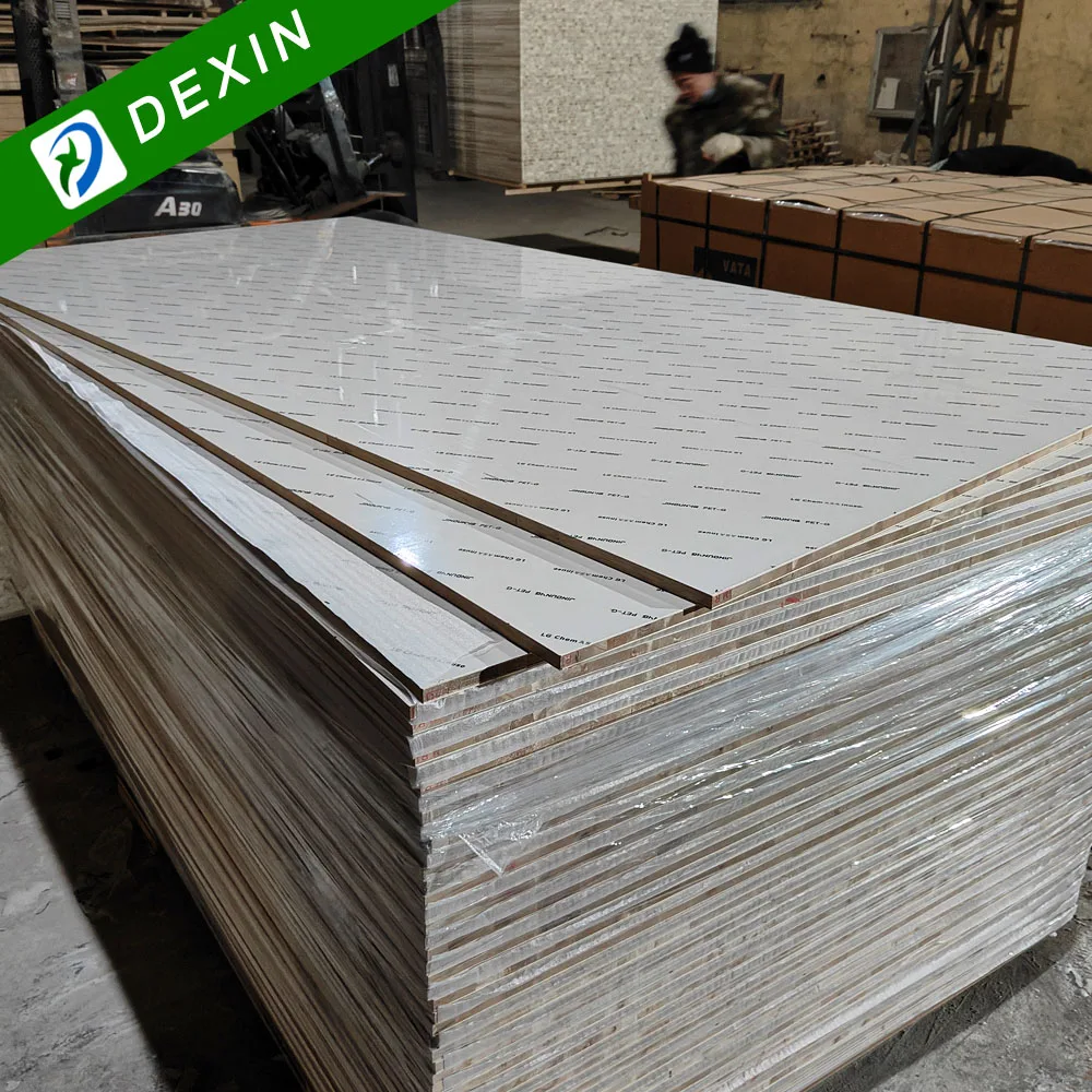 Eco Friendly 1220x2440mmx18mm High Gloss PET Block Board for Cabinet Door