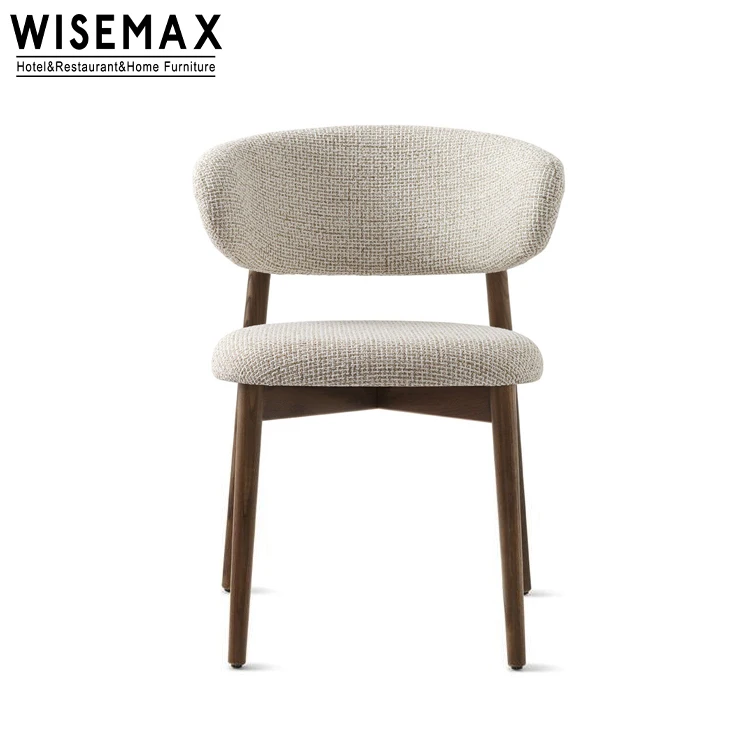 Мебель WISEMAX современная мебель для столовой изогнутая спинка деревянный стул орехового цвета обеденный из белой льняной ткани с