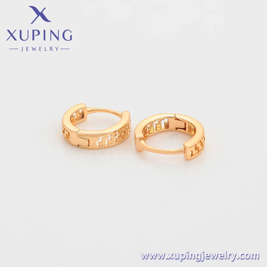 S00141127 Xuping Cheap Price Weekly Deal Copper Jewelry Children 18K Gold Color Great Wall Pattern Hollow Out Huggie Earring