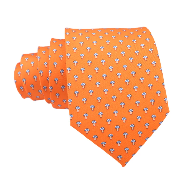 Mens Medallion Printed Pattern High Quality Geometric Silk Neckties Mushroom Neck Tie