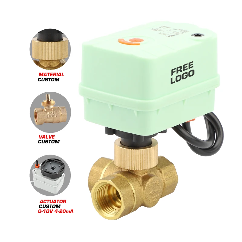 OEM Customizable 3-Way Brass Water Valve Solenoid Electric Control Device Ball Structure General Application Power Pipe Diverter