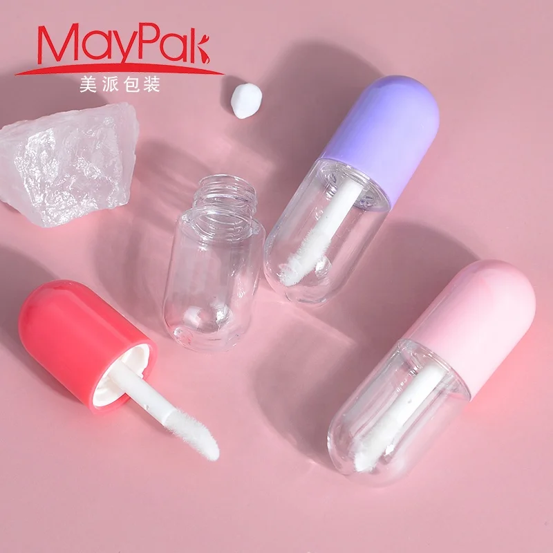 Custom Plastic 3ml Mini Lip Gloss Containers Tube Empty Purple Pink Red Blue Clear Lip Gloss Wand Tubes For Kid