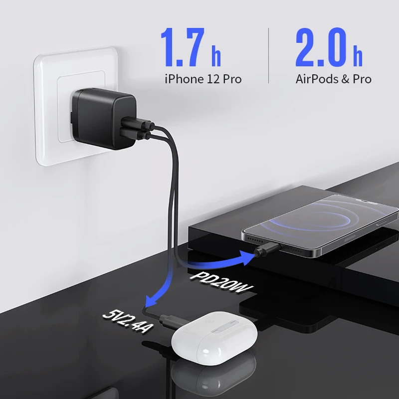 IPhone13 Charger 33W Max PD30W+QC3.0 Fast Charging A+C Wall Charger For Smart Phones