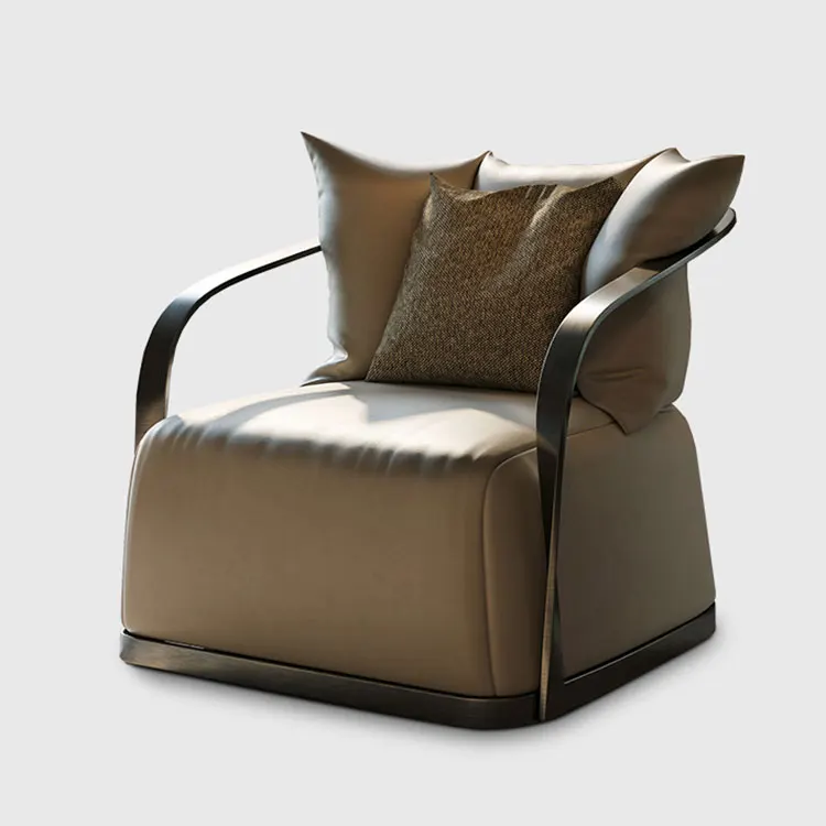 Light Luxury Single Sofa Chairs Walnut Solid Wood Leg Sofa Living Room Nordic Single Lounge Chair For Sale