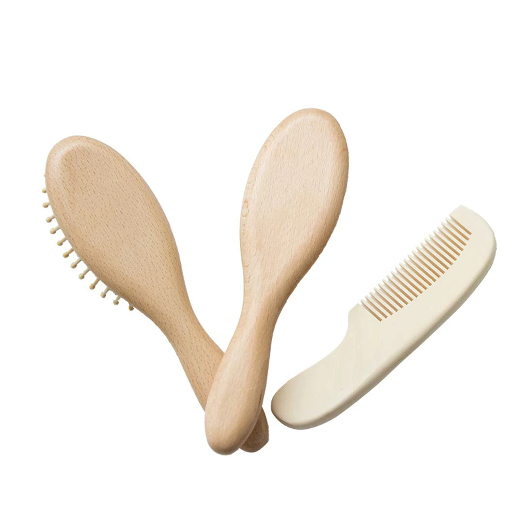 Natural soft Goat Bristles bamboo Baby Hair Brush for newborn and Women Wooden Baby Brush and Comb Set