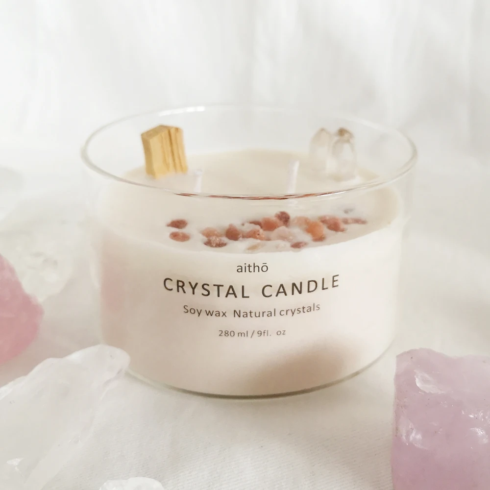
crystal candle luxury scented candle soy wax glass jar healing candles gift box 