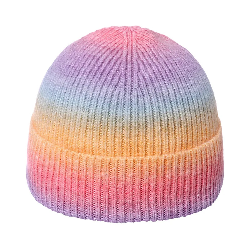 SHUMON Wholesale online store hot products women warm winter tie dye hat thick knitted custom printed beanies