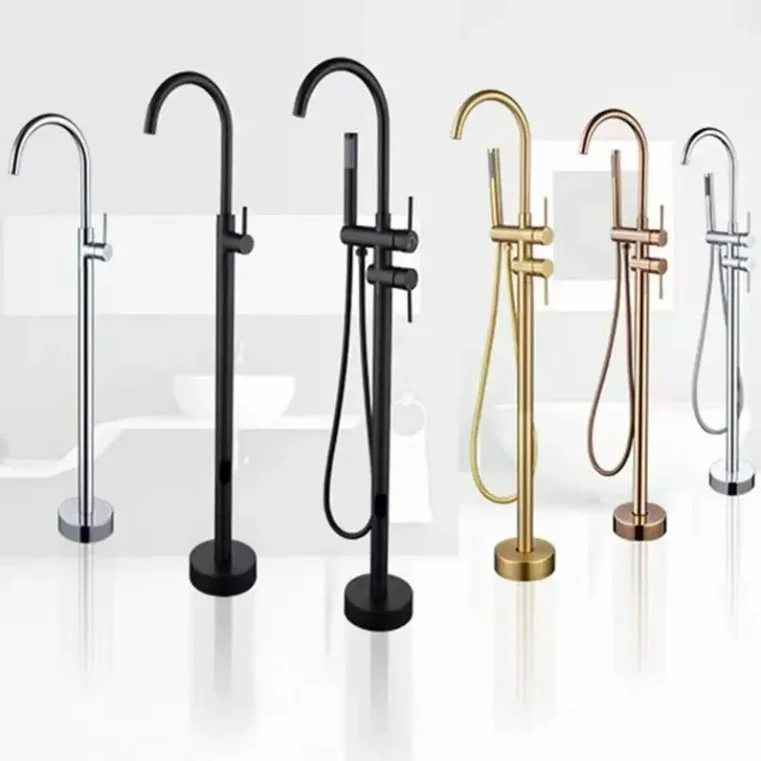 New trend Brass Black Freestanding Bath Shower Mixer Floor Mounted Tub Shower Mixer Bathtub Shower Faucet Set